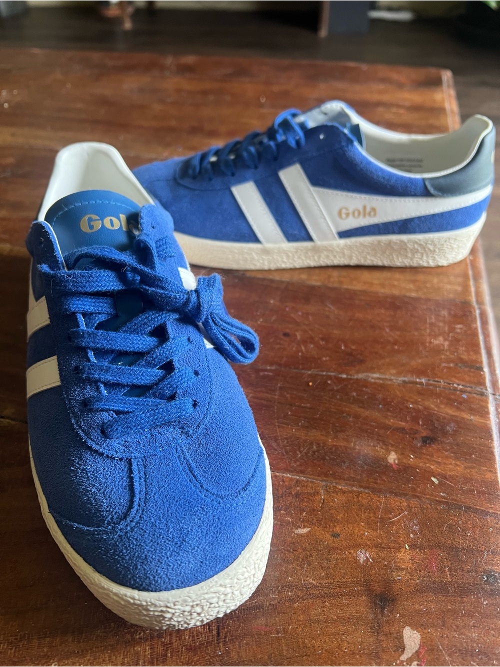 Gola Men's Royal Blue Suede Sneakers with White Stripes